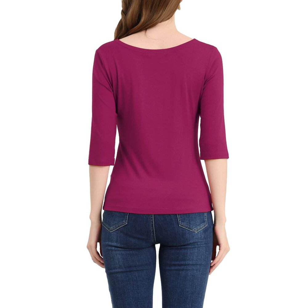 Lafayette 148 New York Magenta 3/4 Sleeve Top - Picture 4 of 10